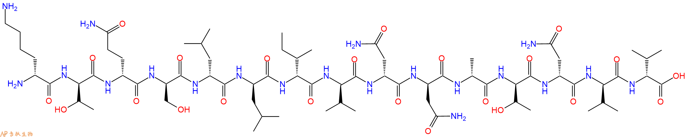 专肽生物产品DLys-DThr-DGln-DSer-DLeu-DLeu-DIle-DVal-DAsn-DAsn-
