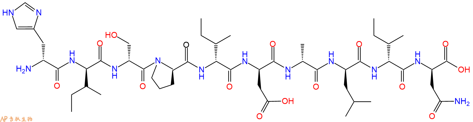 专肽生物产品十肽DHis-DIle-DSer-DPro-DIle-DAsp-DAla-DLeu-DIle-DAs
