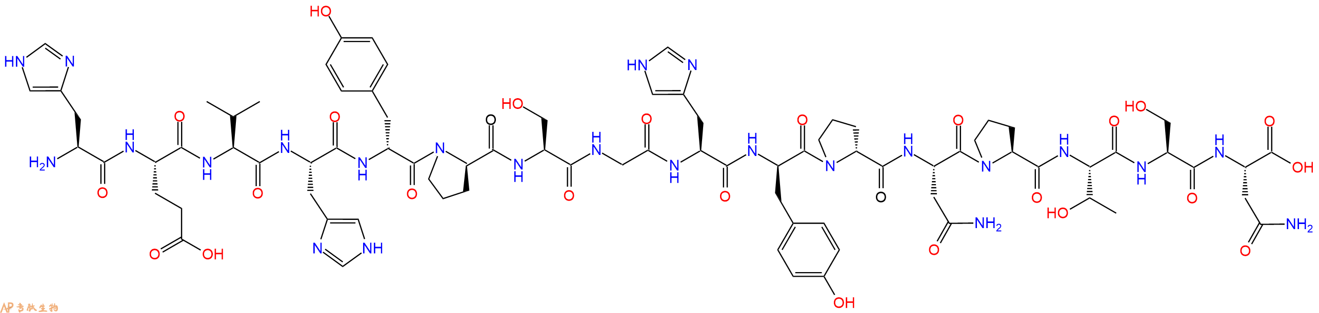 专肽生物产品十六肽HEVH-DTyr-DPro-SGH-DTyr-DPro-NPTSN
