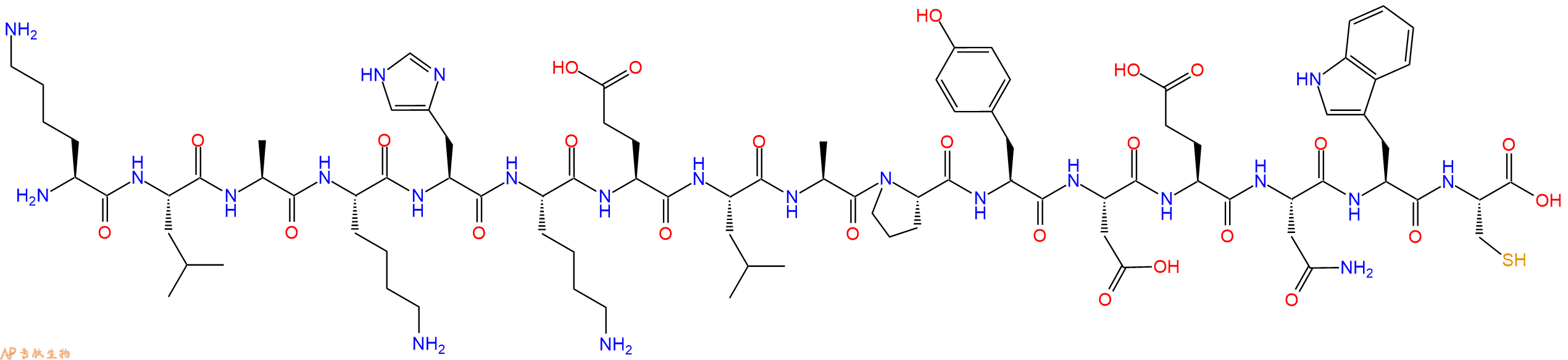 专肽生物产品十六肽KLAKHKELAPYDENWC