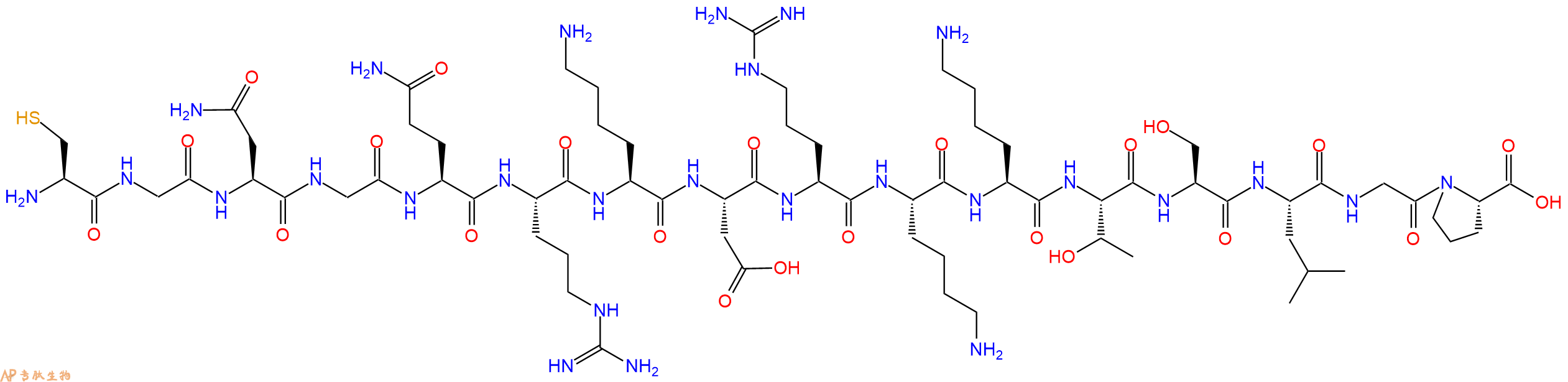 专肽生物产品十六肽CGNGQRKDRKKTSLGP