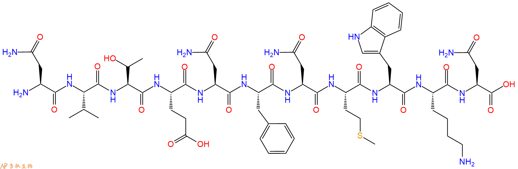 专肽生物产品ASN-Val-Thr-Glu-Asn-Phe-Asn-Met-Trp-Lys-Asn