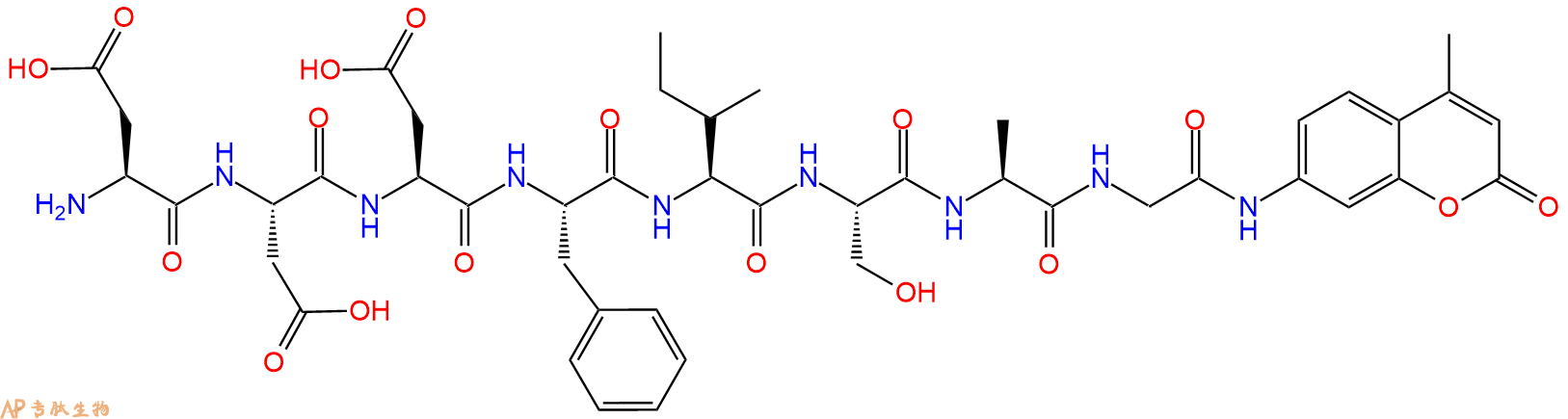 专肽生物产品Asp-Asp-Asp-Phe-Ile-Ser-Ala-Gly-AMC