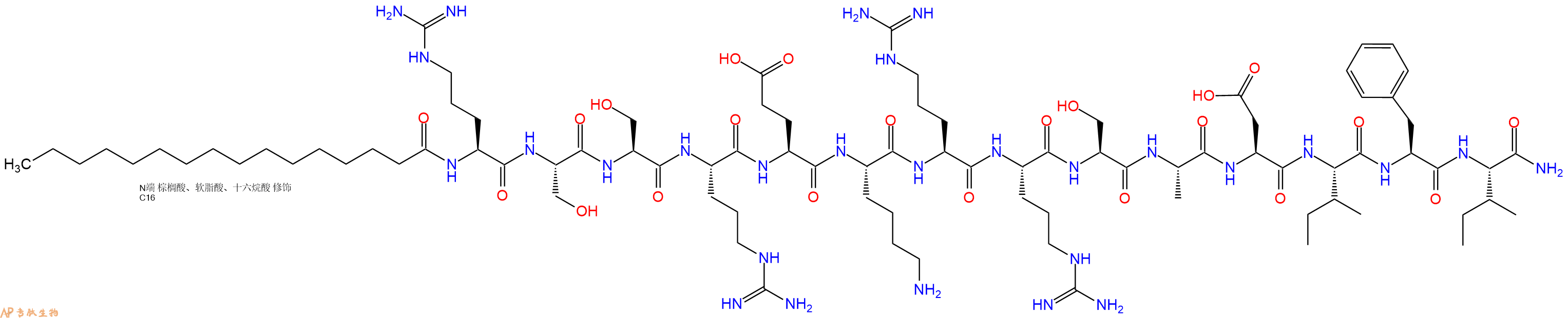 专肽生物产品pal-Arg-Ser-Ser-Arg-Glu-Lys-Arg-Arg-Ser-Ala-Asp-Il