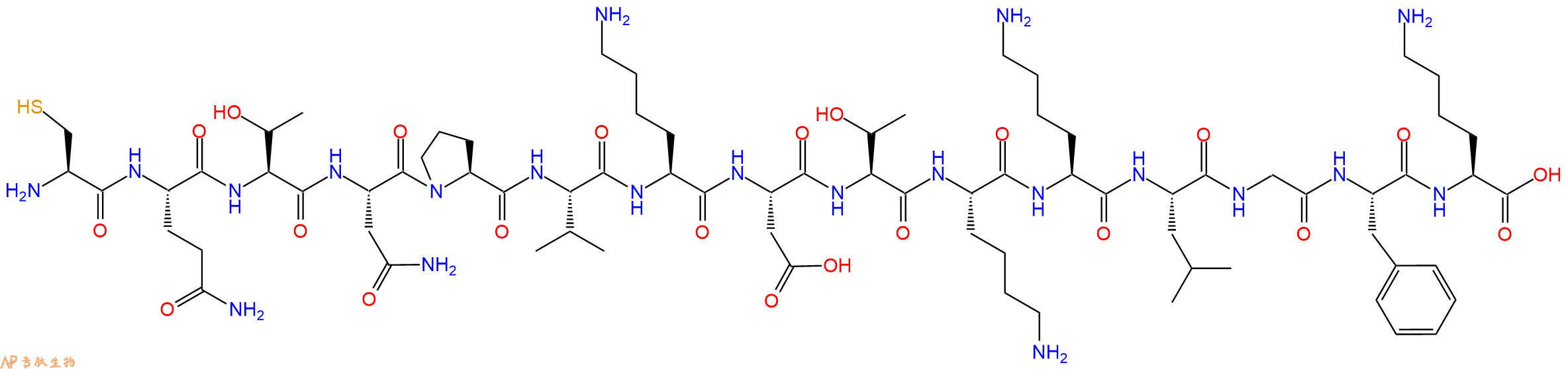 专肽生物产品H2N-Cys-Gln-Thr-Asn-Pro-Val-Lys-Asp-Thr-Lys-Lys-Le