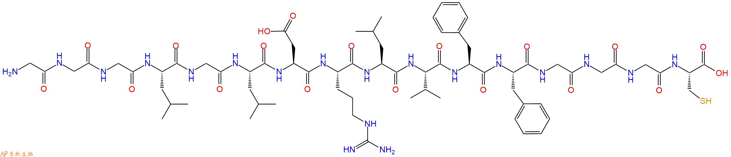 专肽生物产品H2N-Gly-Gly-Gly-Leu-Gly-Leu-Asp-Arg-Leu-Val-Phe-Ph