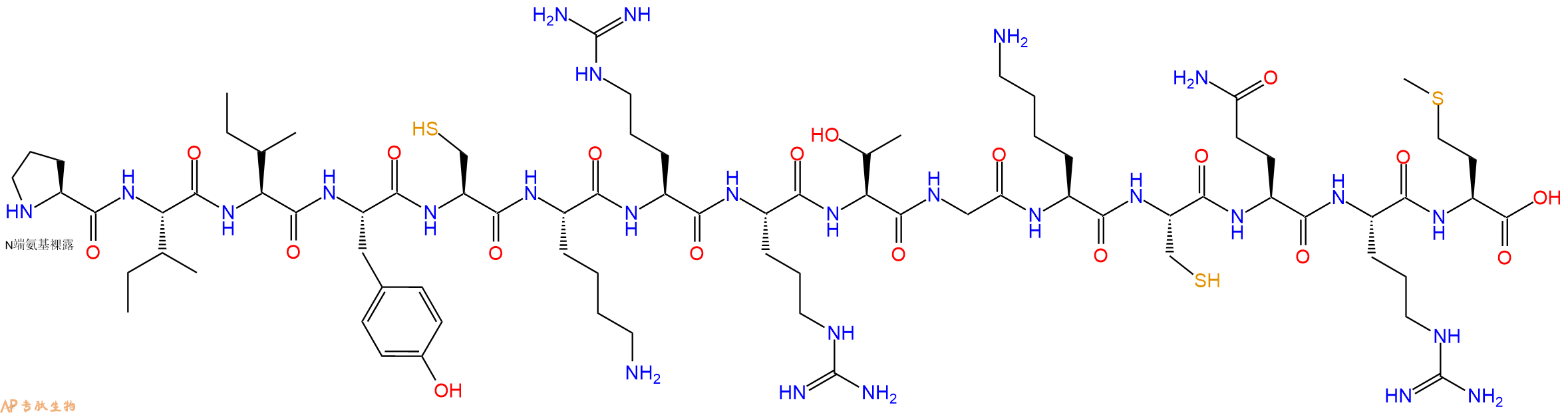 专肽生物产品H2N-Pro-Ile-Ile-Tyr-Cys-Lys-Arg-Arg-Thr-Gly-Lys-Cy