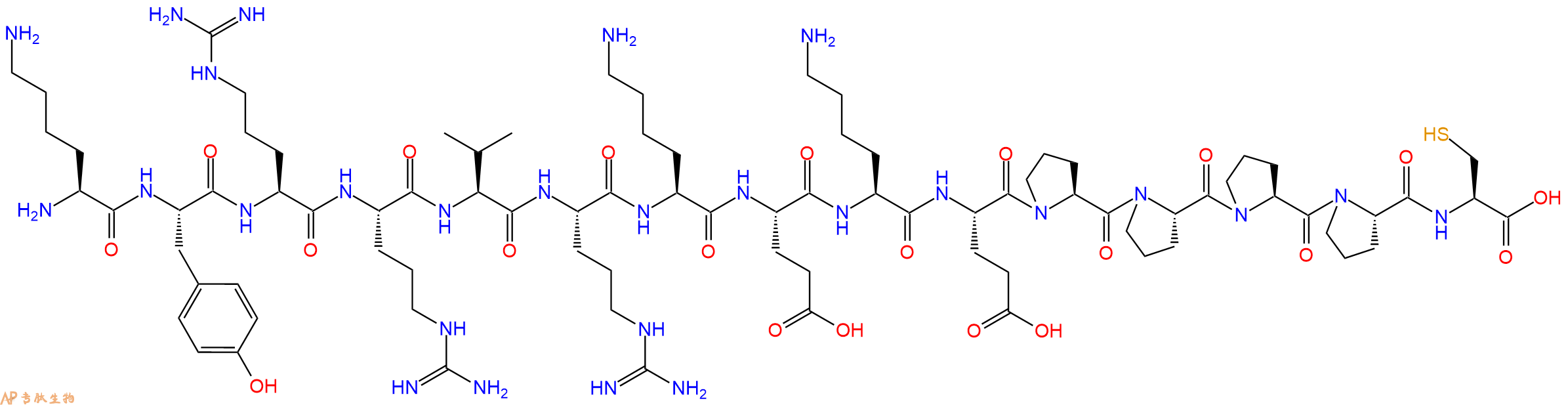 专肽生物产品H2N-Lys-Tyr-Arg-Arg-Val-Arg-Lys-Glu-Lys-Glu-Pro-Pr