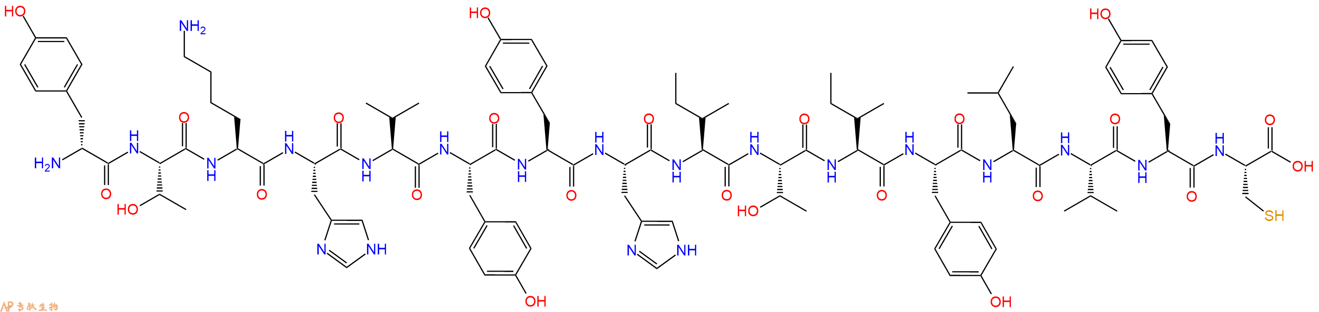 专肽生物产品H2N-DTyr-Thr-Lys-His-Val-Tyr-Tyr-His-Ile-Thr-Ile-T