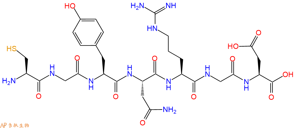 专肽生物产品H2N-Cys-Gly-Tyr-Asn-Arg-Gly-Asp-COOH
