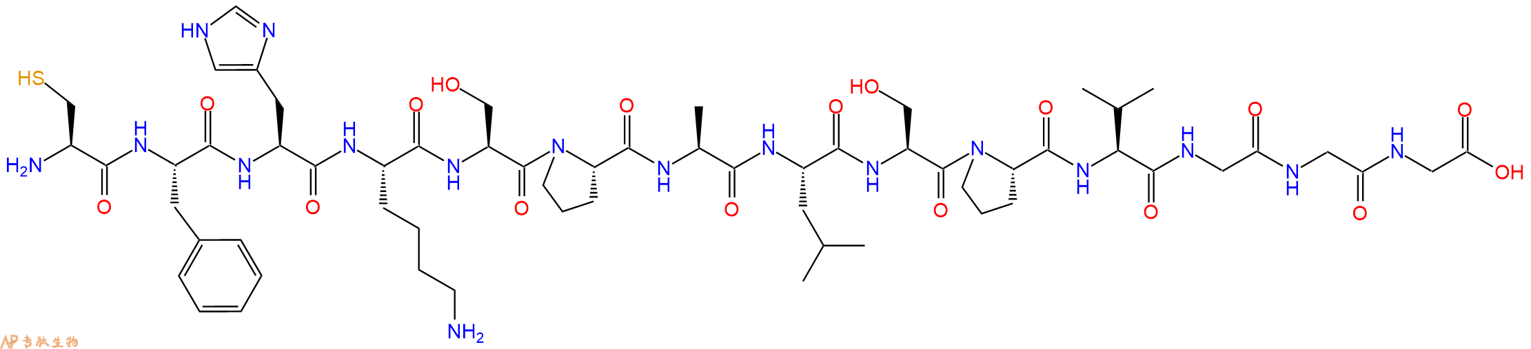 专肽生物产品H2N-Cys-Phe-His-Lys-Ser-Pro-Ala-Leu-Ser-Pro-Val-Gl