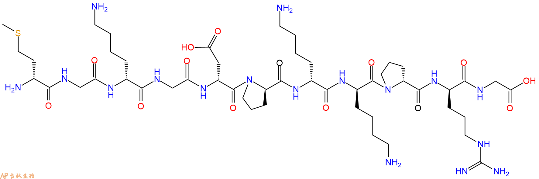 专肽生物产品H2N-DMet-Gly-DLys-Gly-DAsp-DPro-DLys-DLys-DPro-DAr