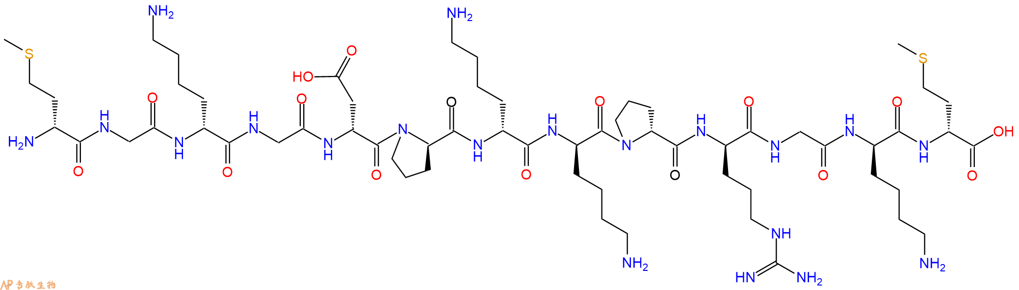 专肽生物产品H2N-DMet-Gly-DLys-Gly-DAsp-DPro-DLys-DLys-DPro-DAr