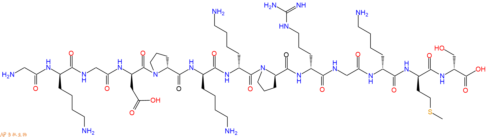 专肽生物产品H2N-Gly-DLys-Gly-DAsp-DPro-DLys-DLys-DPro-DArg-Gly