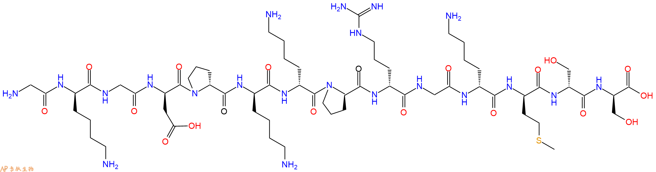 专肽生物产品H2N-Gly-DLys-Gly-DAsp-DPro-DLys-DLys-DPro-DArg-Gly