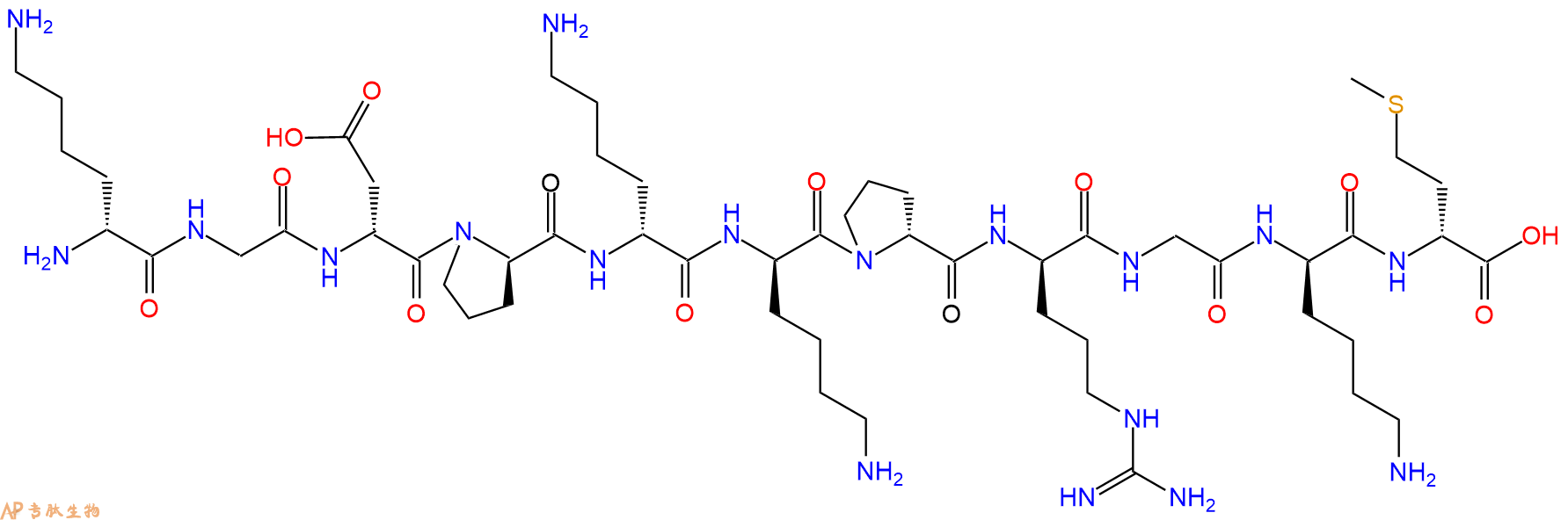 专肽生物产品H2N-DLys-Gly-DAsp-DPro-DLys-DLys-DPro-DArg-Gly-DLy