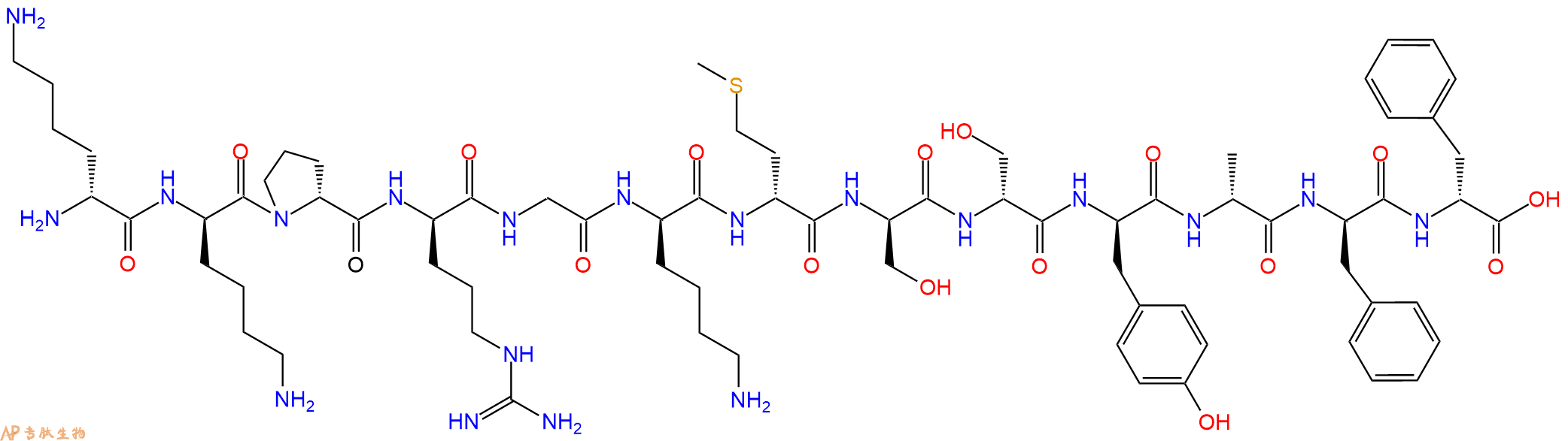 专肽生物产品H2N-DLys-DLys-DPro-DArg-Gly-DLys-DMet-DSer-DSer-DT