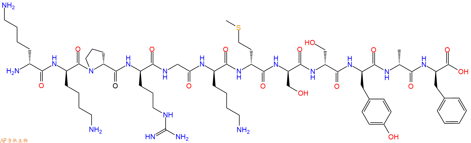 专肽生物产品H2N-DLys-DLys-DPro-DArg-Gly-DLys-DMet-DSer-DSer-DT