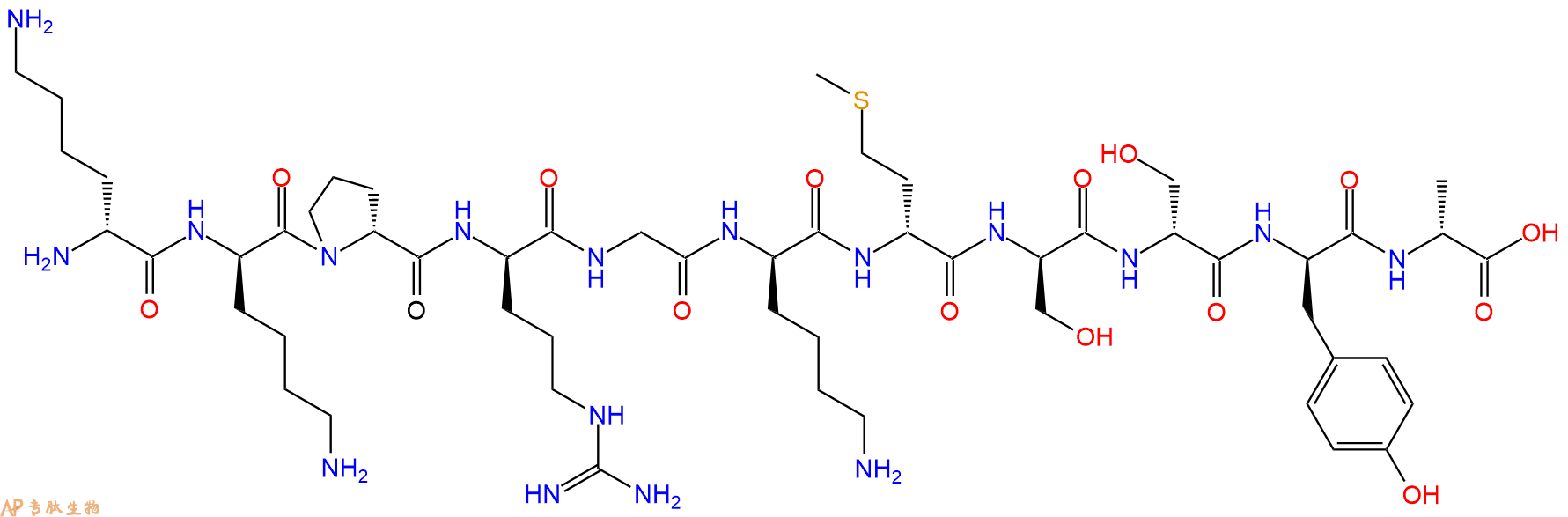 专肽生物产品H2N-DLys-DLys-DPro-DArg-Gly-DLys-DMet-DSer-DSer-DT