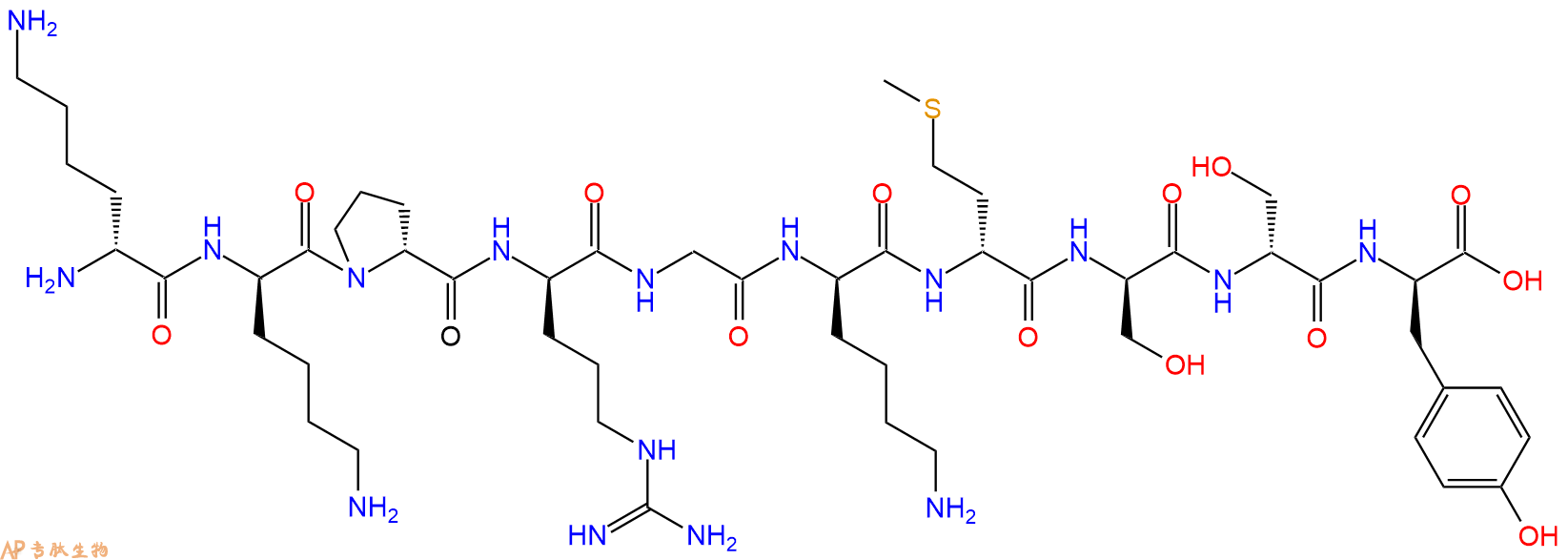 专肽生物产品H2N-DLys-DLys-DPro-DArg-Gly-DLys-DMet-DSer-DSer-DT