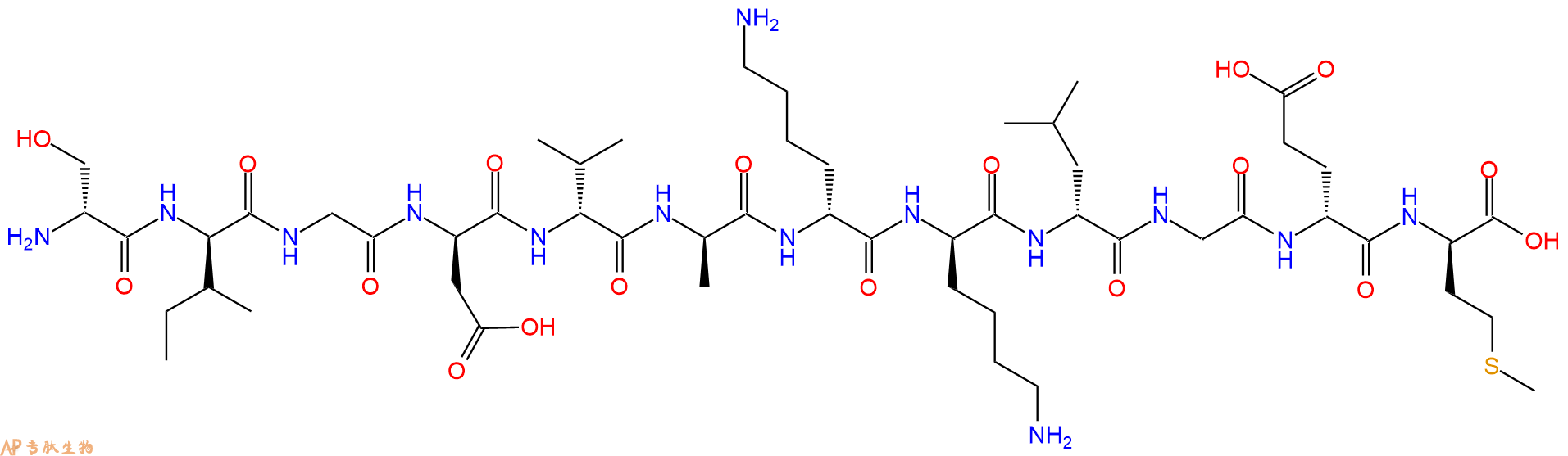 专肽生物产品H2N-DSer-DIle-Gly-DAsp-DVal-DAla-DLys-DLys-DLeu-Gl