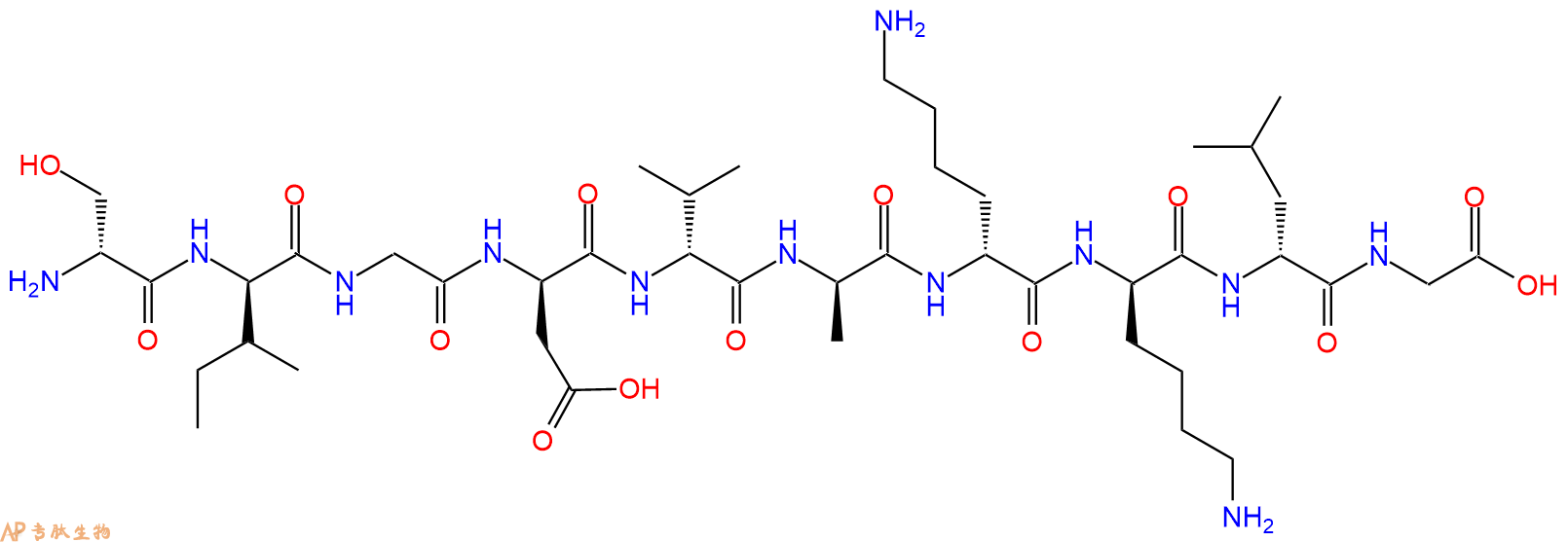 专肽生物产品H2N-DSer-DIle-Gly-DAsp-DVal-DAla-DLys-DLys-DLeu-Gl
