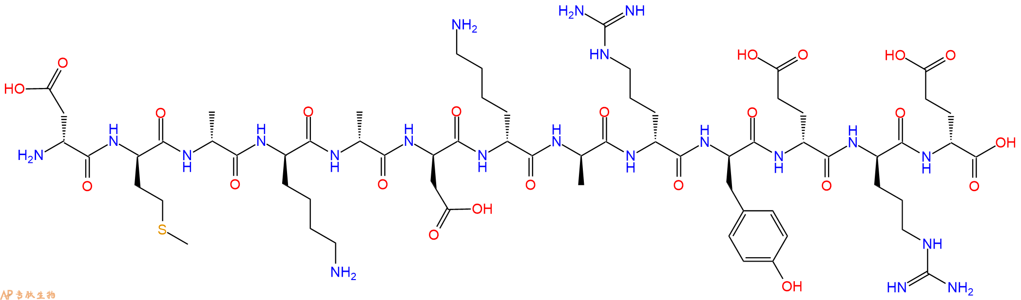 专肽生物产品H2N-DAsp-DMet-DAla-DLys-DAla-DAsp-DLys-DAla-DArg-D