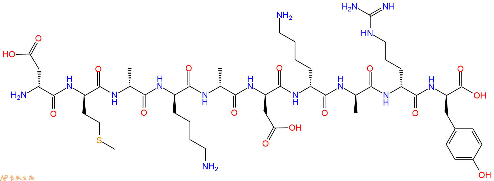 专肽生物产品H2N-DAsp-DMet-DAla-DLys-DAla-DAsp-DLys-DAla-DArg-D