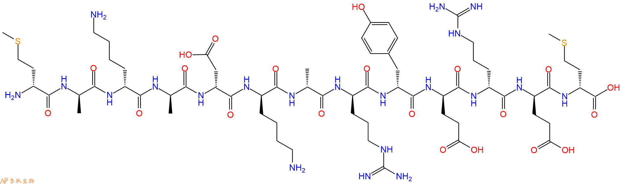专肽生物产品H2N-DMet-DAla-DLys-DAla-DAsp-DLys-DAla-DArg-DTyr-D