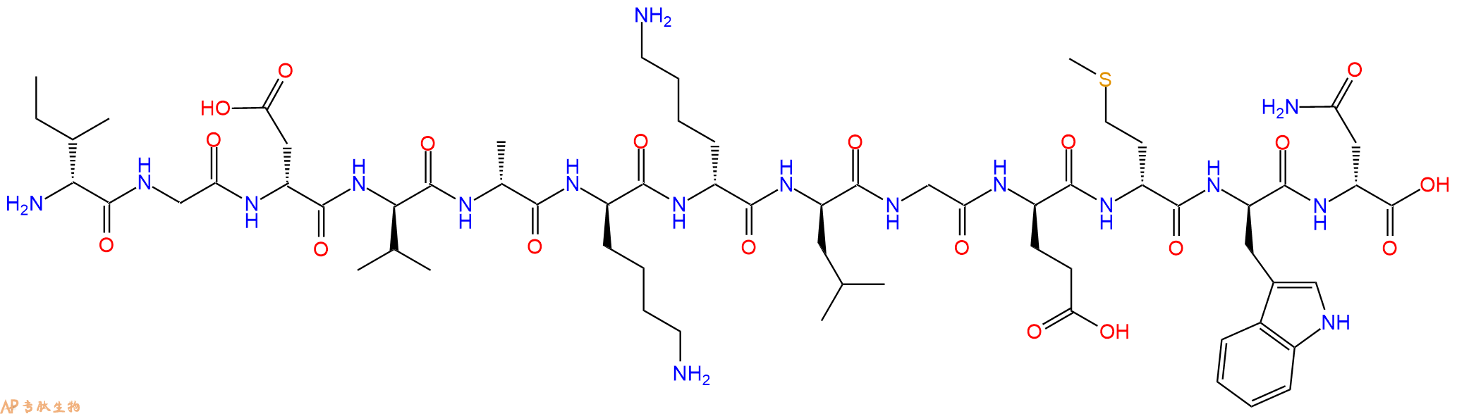 专肽生物产品H2N-DIle-Gly-DAsp-DVal-DAla-DLys-DLys-DLeu-Gly-DGl