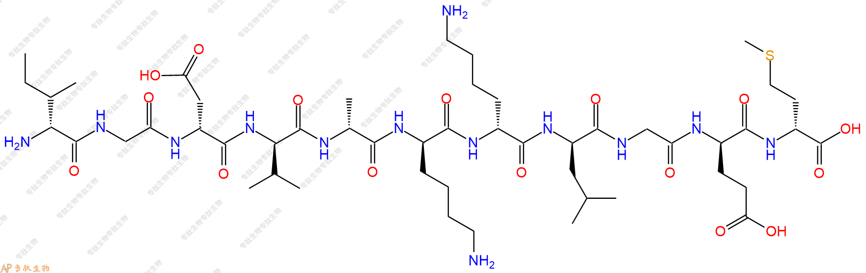 专肽生物产品H2N-DIle-Gly-DAsp-DVal-DAla-DLys-DLys-DLeu-Gly-DGl