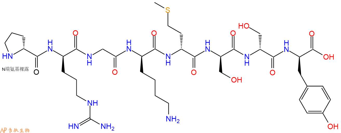 专肽生物产品H2N-DPro-DArg-Gly-DLys-DMet-DSer-DSer-DTyr-COOH