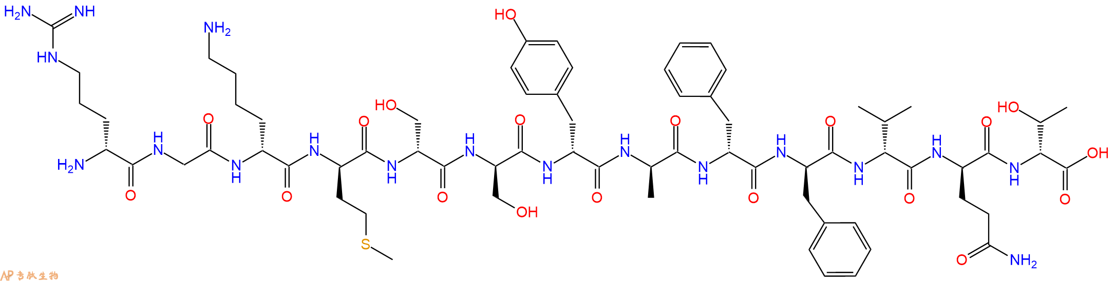 专肽生物产品H2N-DArg-Gly-DLys-DMet-DSer-DSer-DTyr-DAla-DPhe-DP
