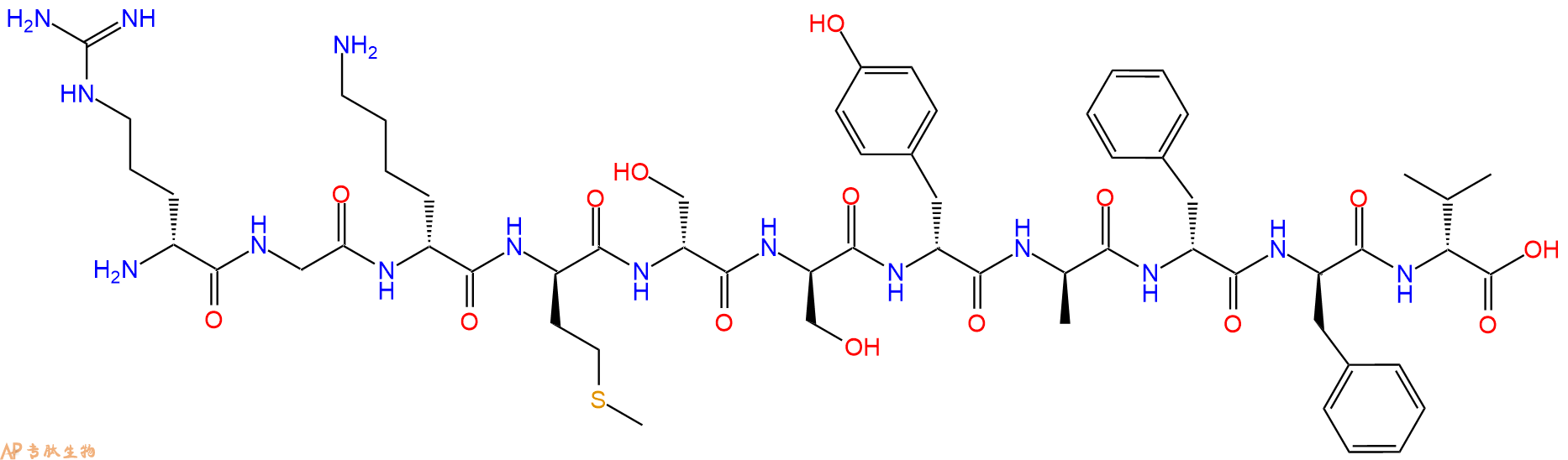 专肽生物产品H2N-DArg-Gly-DLys-DMet-DSer-DSer-DTyr-DAla-DPhe-DP