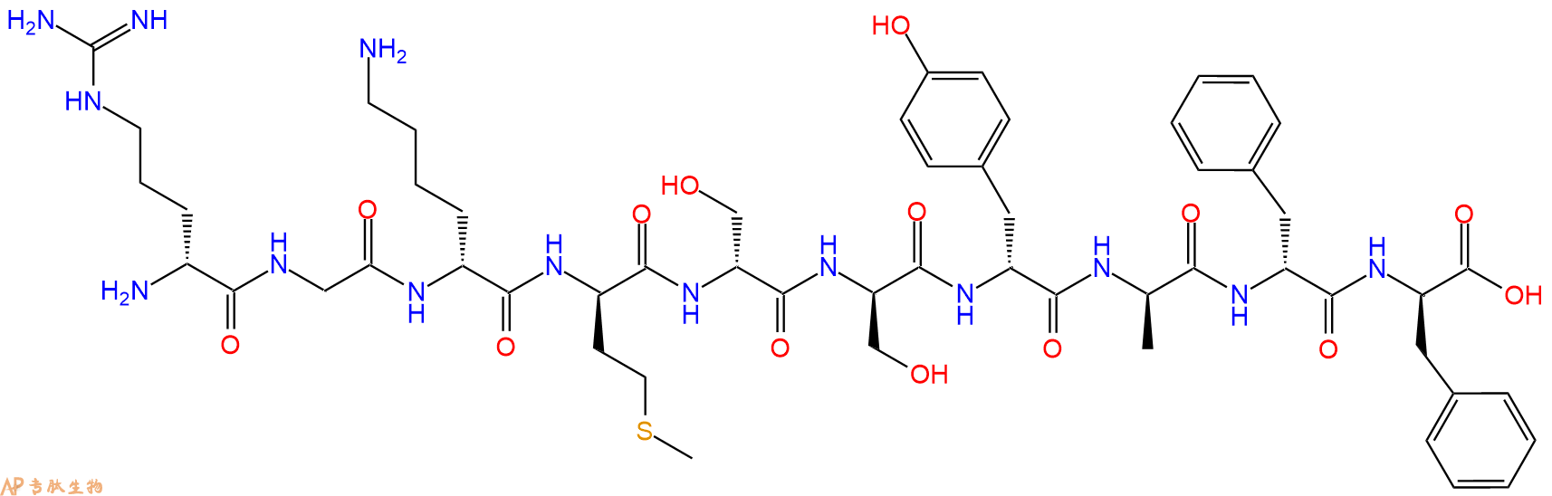 专肽生物产品H2N-DArg-Gly-DLys-DMet-DSer-DSer-DTyr-DAla-DPhe-DP