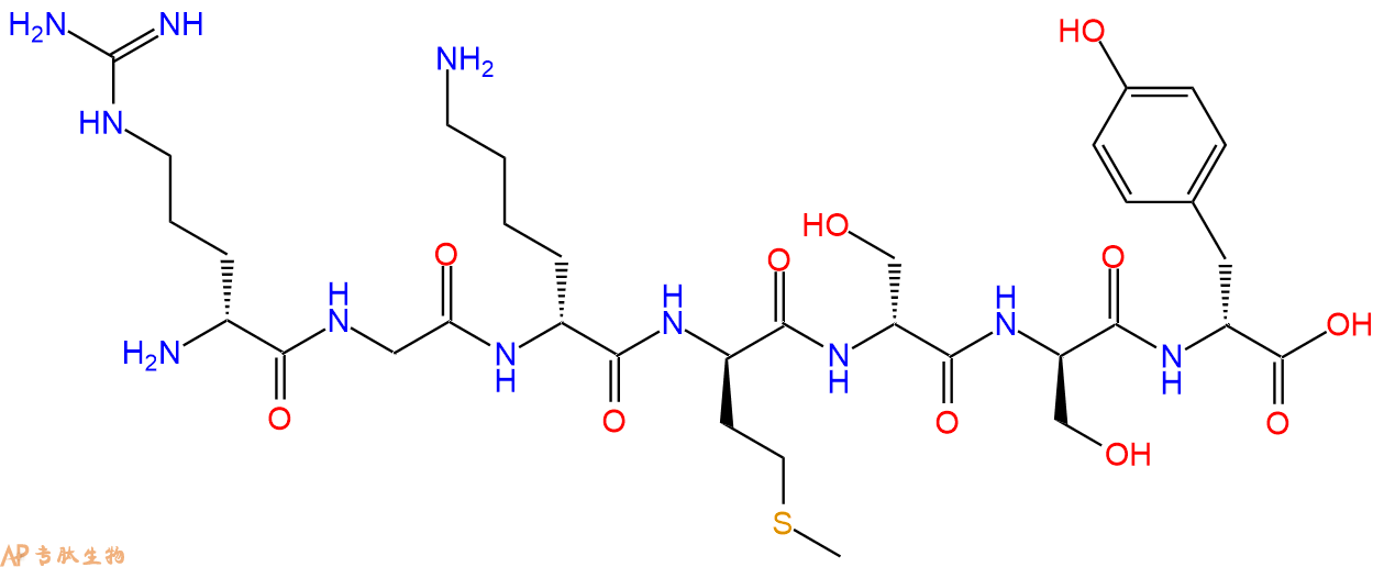 专肽生物产品H2N-DArg-Gly-DLys-DMet-DSer-DSer-DTyr-COOH