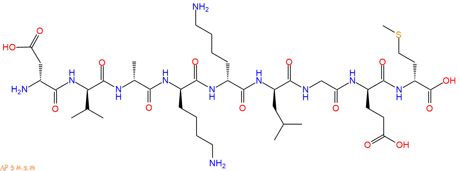 专肽生物产品H2N-DAsp-DVal-DAla-DLys-DLys-DLeu-Gly-DGlu-DMet-CO