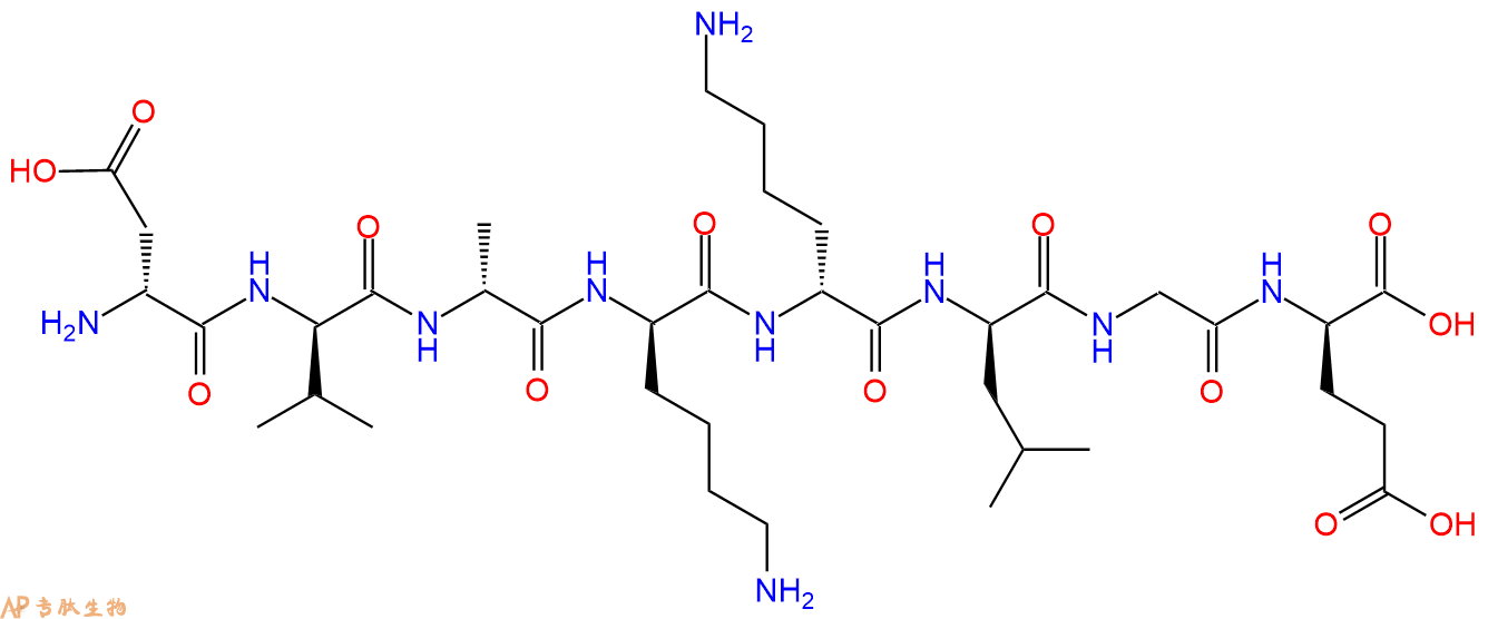 专肽生物产品H2N-DAsp-DVal-DAla-DLys-DLys-DLeu-Gly-DGlu-COOH