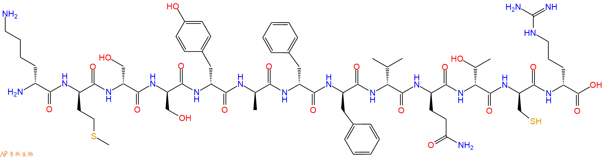 专肽生物产品H2N-DLys-DMet-DSer-DSer-DTyr-DAla-DPhe-DPhe-DVal-D