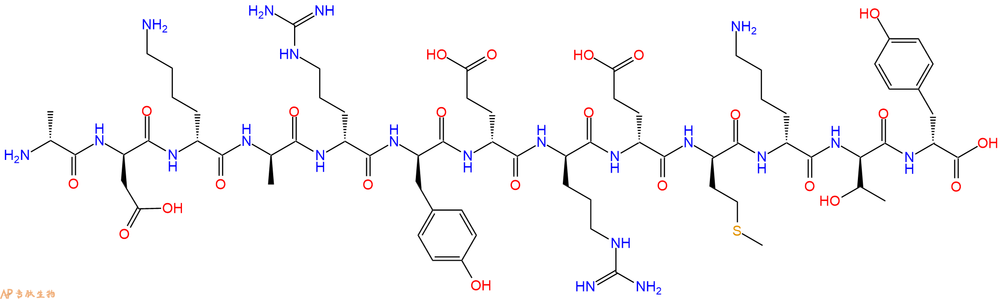 专肽生物产品H2N-DAla-DAsp-DLys-DAla-DArg-DTyr-DGlu-DArg-DGlu-D