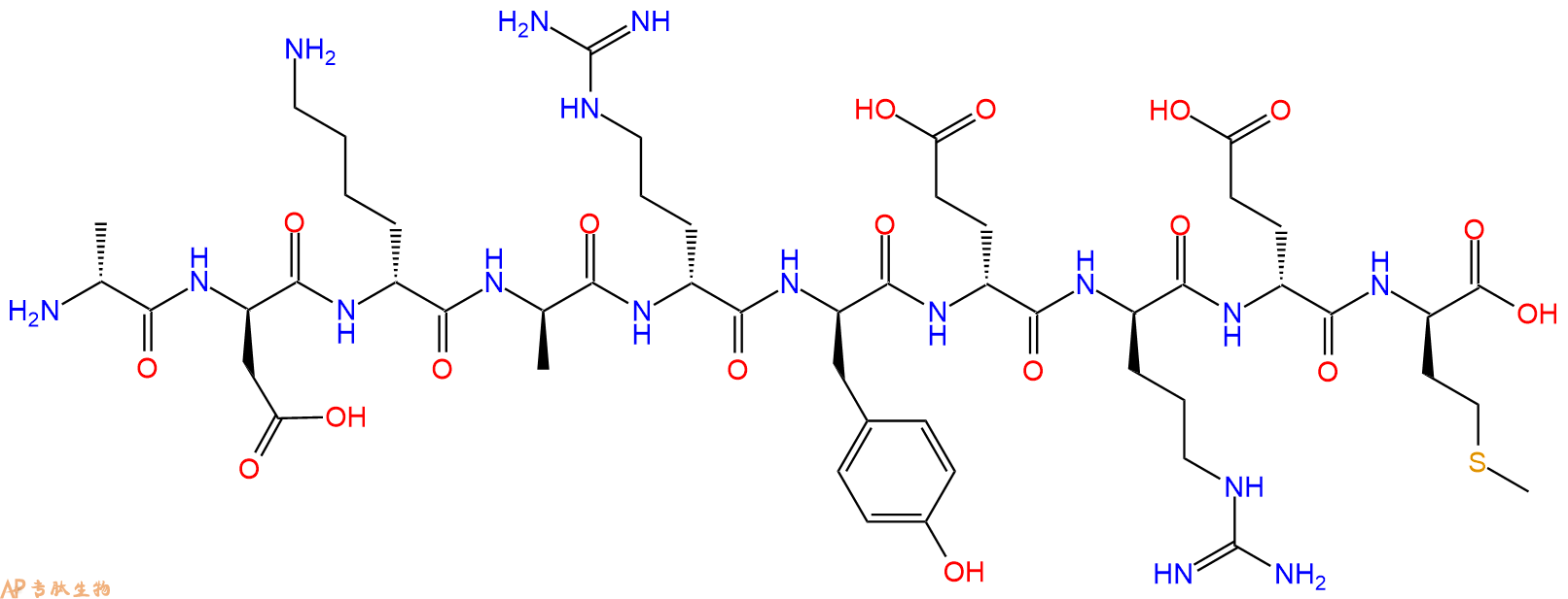 专肽生物产品H2N-DAla-DAsp-DLys-DAla-DArg-DTyr-DGlu-DArg-DGlu-D