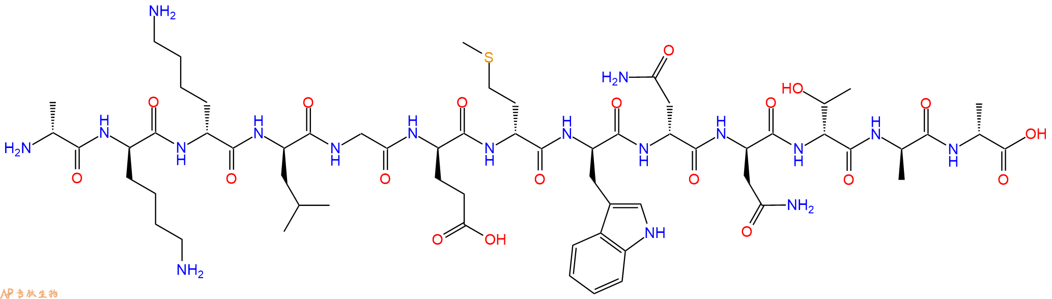 专肽生物产品H2N-DAla-DLys-DLys-DLeu-Gly-DGlu-DMet-DTrp-DAsn-DA