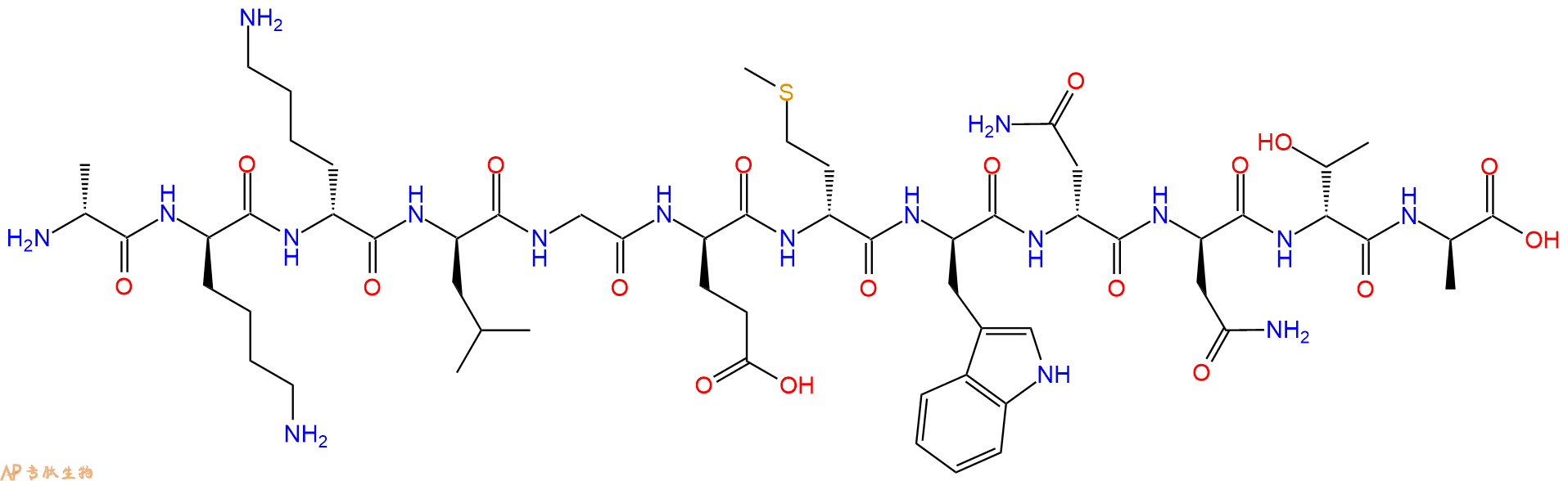 专肽生物产品H2N-DAla-DLys-DLys-DLeu-Gly-DGlu-DMet-DTrp-DAsn-DA