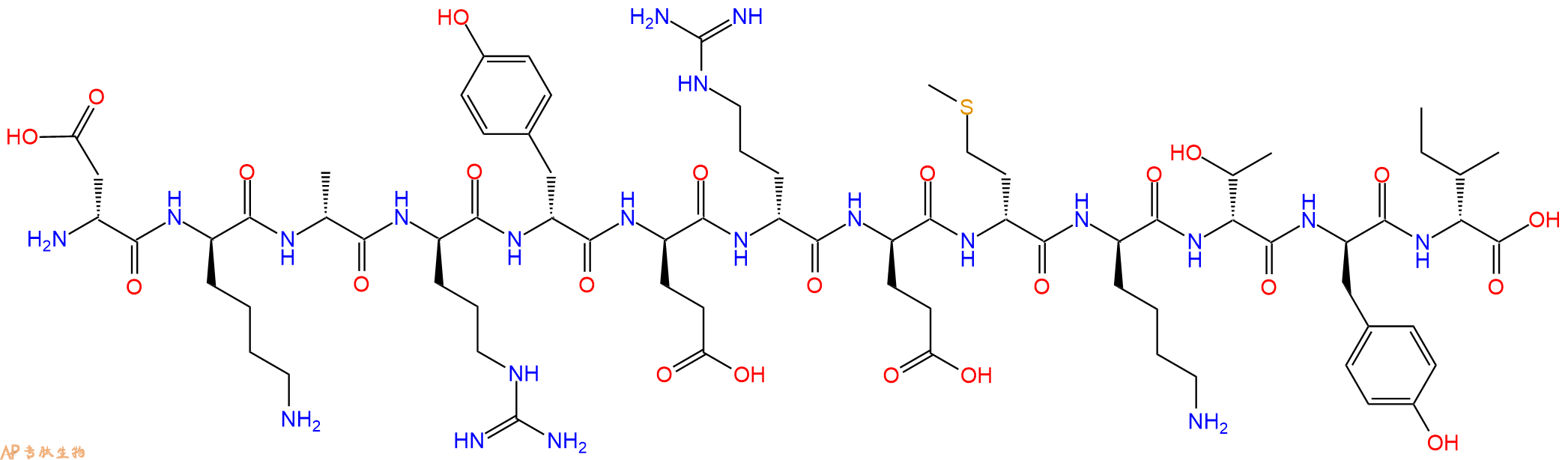 专肽生物产品H2N-DAsp-DLys-DAla-DArg-DTyr-DGlu-DArg-DGlu-DMet-D