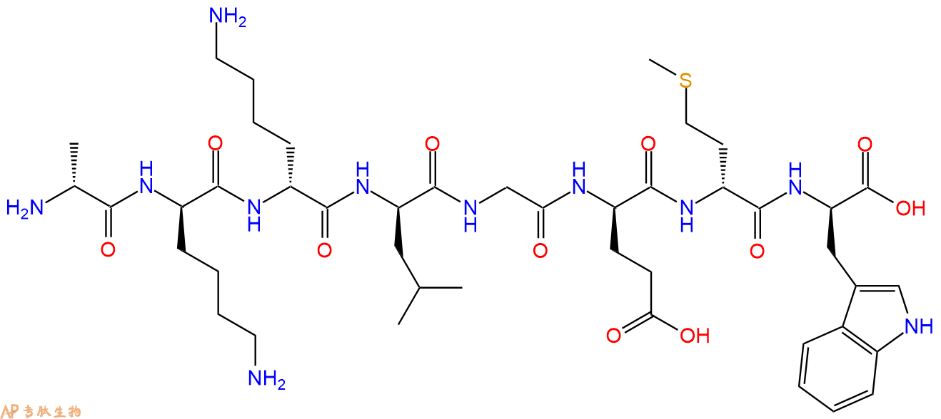 专肽生物产品H2N-DAla-DLys-DLys-DLeu-Gly-DGlu-DMet-DTrp-COOH