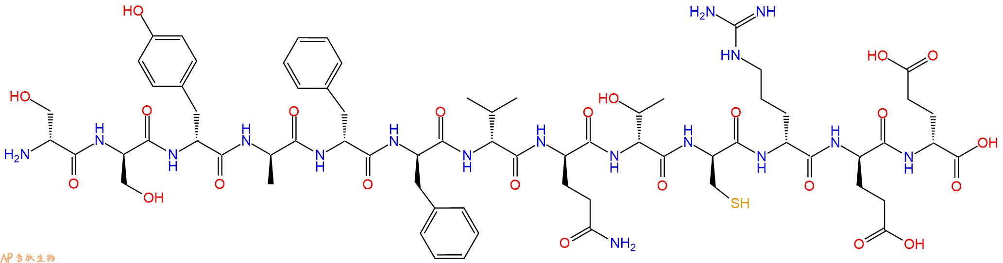 专肽生物产品H2N-DSer-DSer-DTyr-DAla-DPhe-DPhe-DVal-DGln-DThr-D