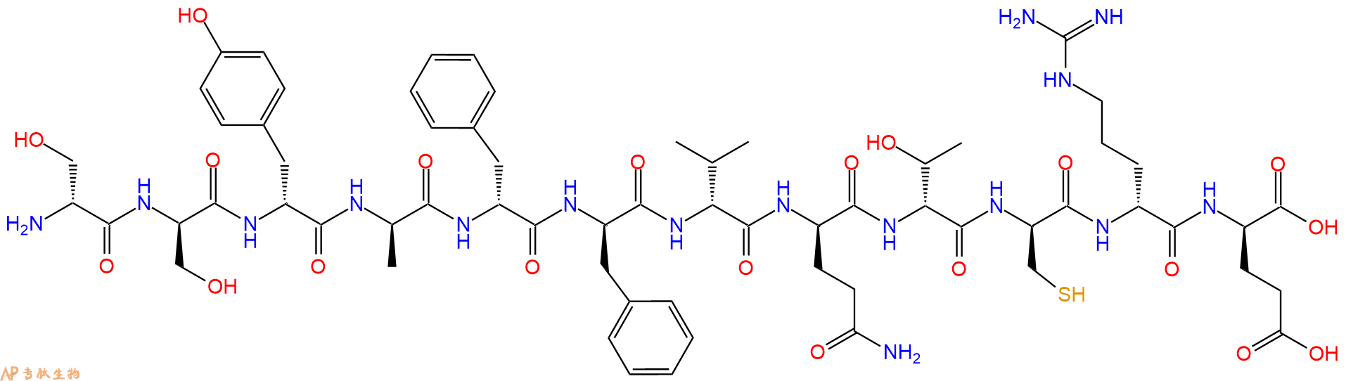 专肽生物产品H2N-DSer-DSer-DTyr-DAla-DPhe-DPhe-DVal-DGln-DThr-D