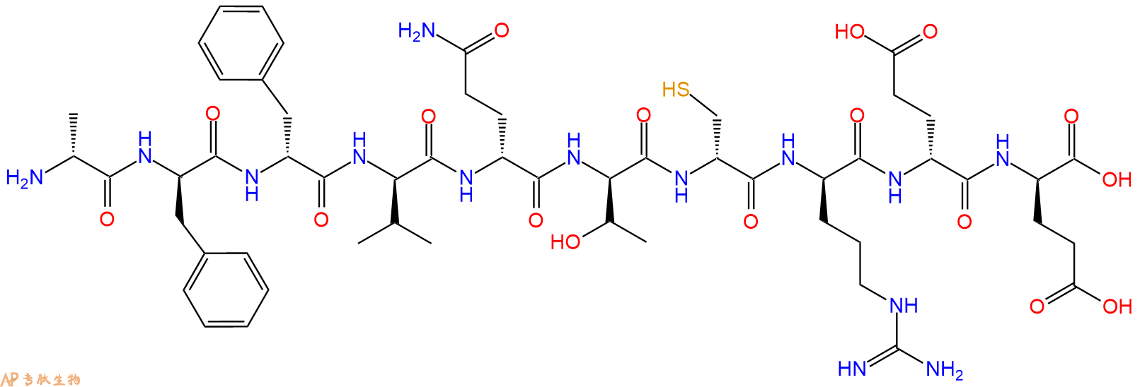 专肽生物产品H2N-DAla-DPhe-DPhe-DVal-DGln-DThr-DCys-DArg-DGlu-D