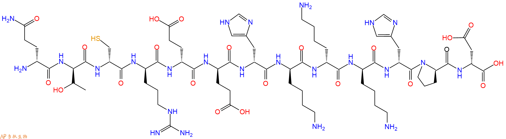 专肽生物产品H2N-DGln-DThr-DCys-DArg-DGlu-DGlu-DHis-DLys-DLys-D