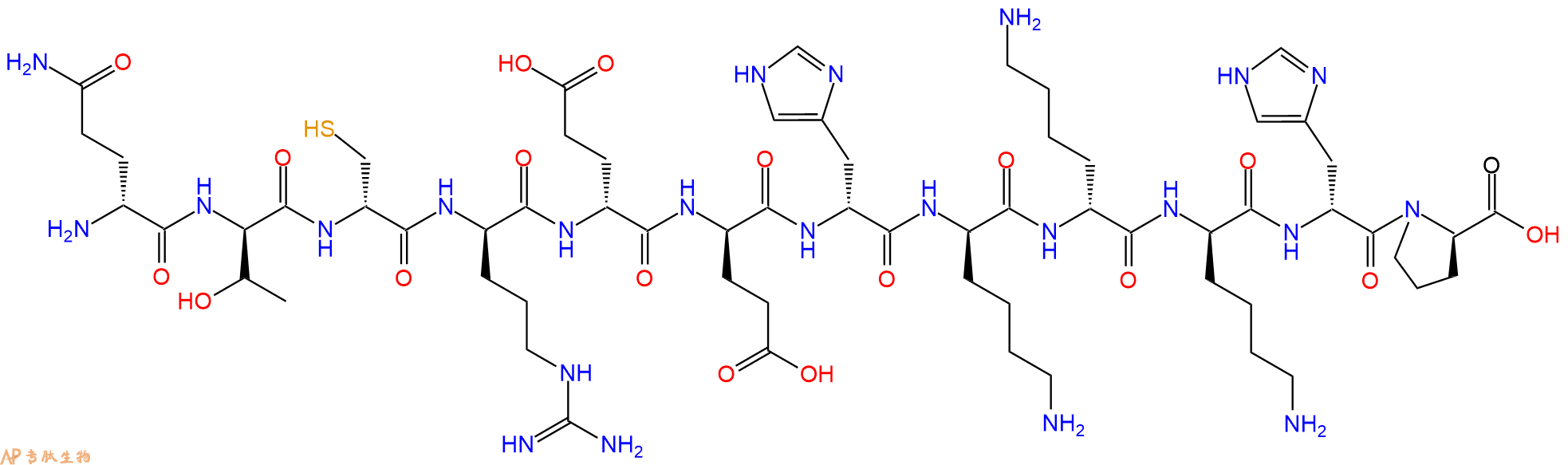 专肽生物产品H2N-DGln-DThr-DCys-DArg-DGlu-DGlu-DHis-DLys-DLys-D